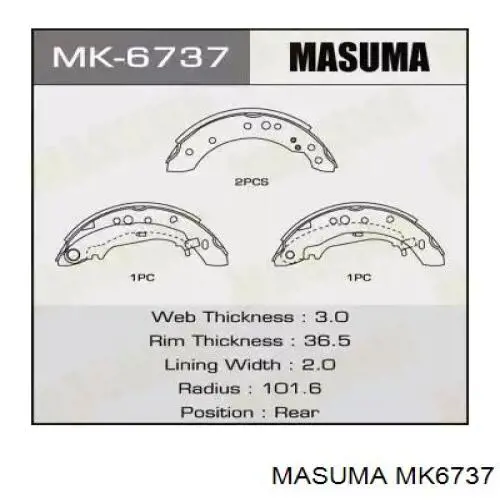Колодки тормозные задние барабанные Masuma MK6737