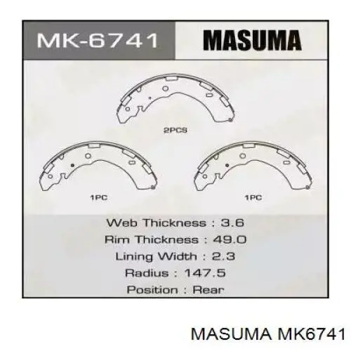 Задние барабанные колодки MK6741 Masuma