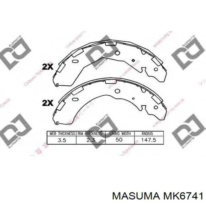 MK6741 Masuma Барабанные тормозные колодки