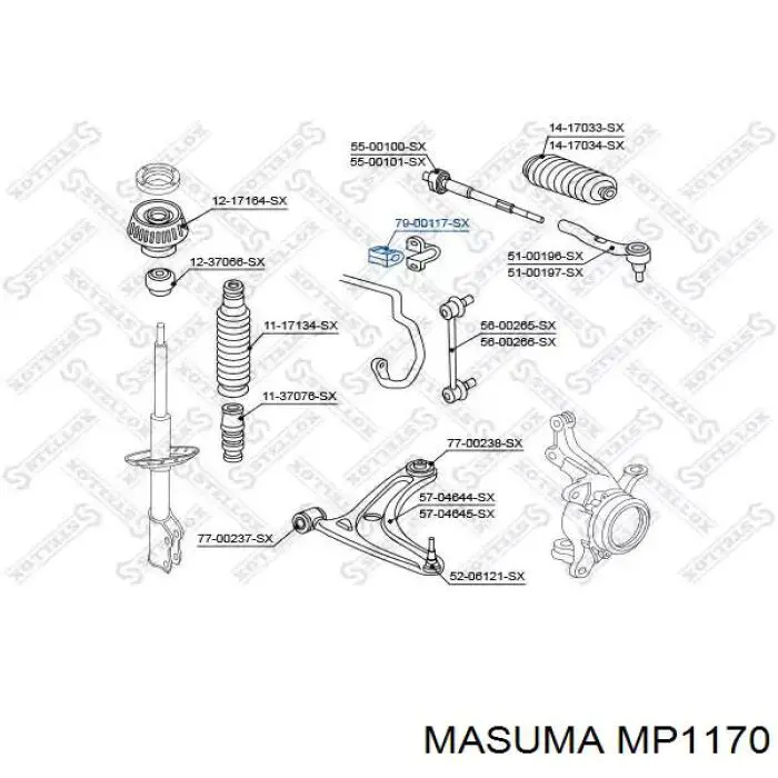 Втулка стабилизатора переднего MASUMA MP1170