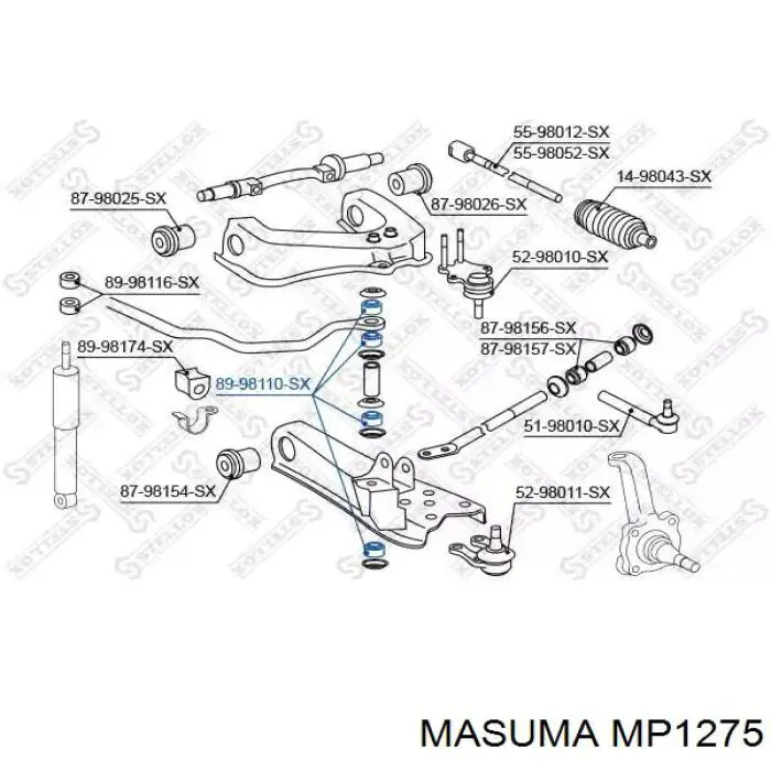 Купить MP1275 Masuma Втулка штока амортизатора переднего