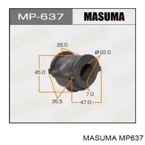 Втулка стабилизатора переднего Masuma MP637