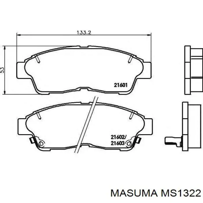 Передние тормозные колодки MS1322 Masuma