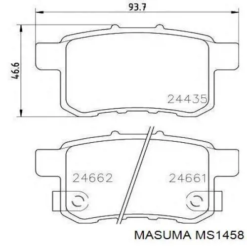 Колодки дисковые  Masuma MS1458 цена, от 14.09 USD