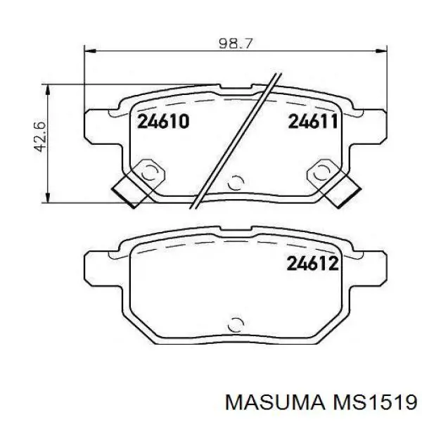 Задние тормозные колодки MS1519 Masuma