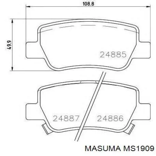 Задние тормозные колодки MS1909 Masuma