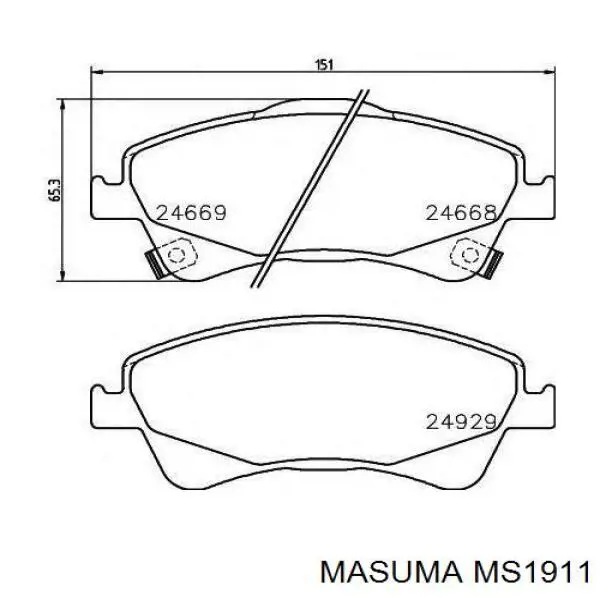 Передние тормозные колодки MS1911 Masuma