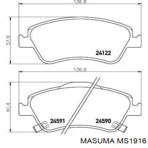 Передние тормозные колодки MS1916 Masuma