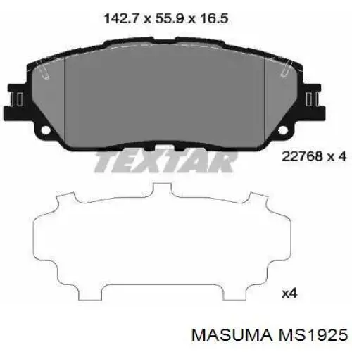 Передние тормозные колодки MS1925 Masuma