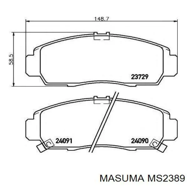 MS2389 Masuma передние тормозные колодки