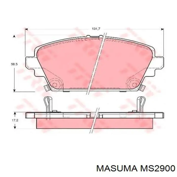 Передние тормозные колодки MS2900 Masuma