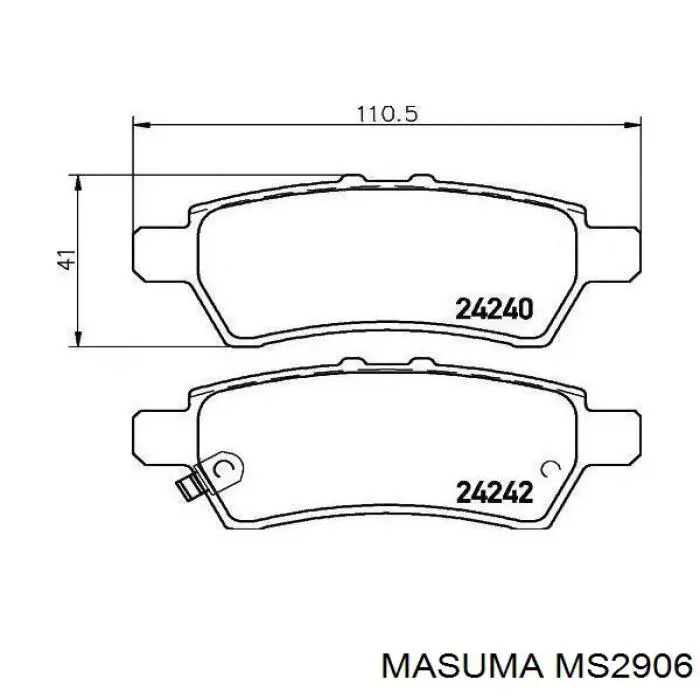 MS2906 Masuma задние тормозные колодки