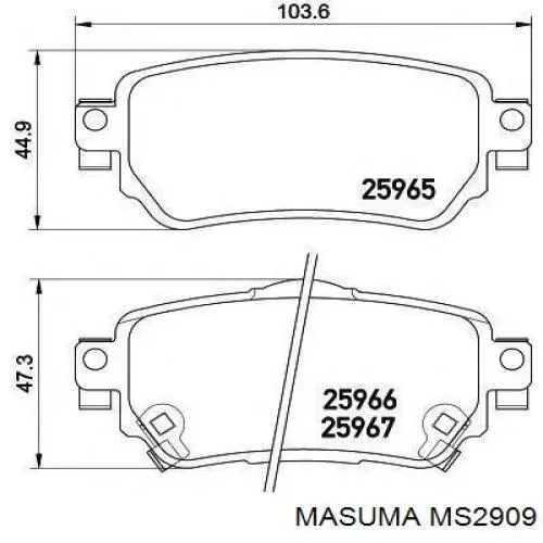 Купить MS2909 Masuma Колодки тормозные задние, дисковые