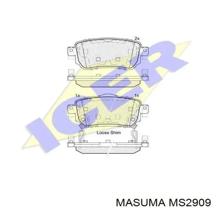 MS2909 Masuma Колодки тормозные дисковые комплект