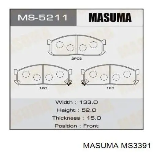 Купить MS3391 Masuma Колодки тормозные задние, дисковые
