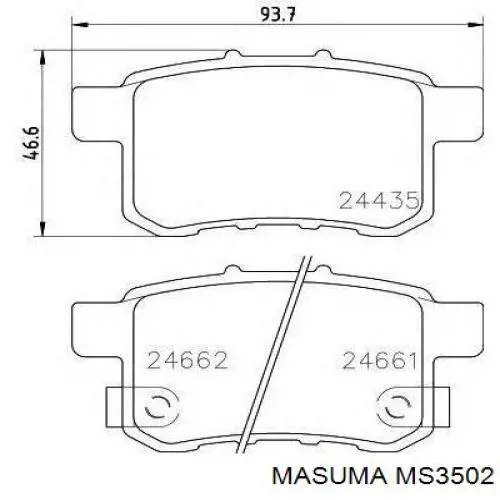 MS3502 Masuma Колодки тормозные дисковые комплект