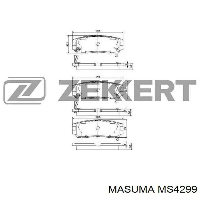 MS4299 Masuma колодки тормозные задние дисковые