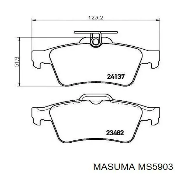 Колодки тормозные задние дисковые Masuma MS5903