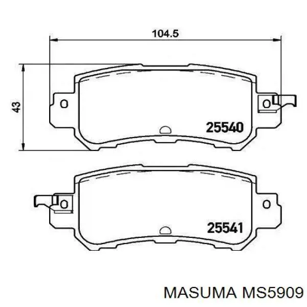 Колодки тормозные задние дисковые Masuma MS5909