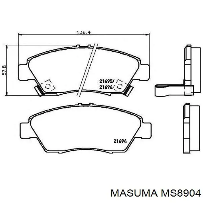 Передние тормозные колодки MS8904 Masuma