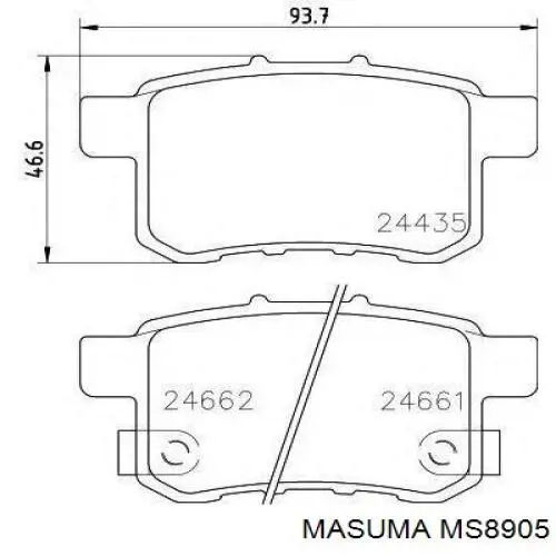 Задние тормозные колодки MS8905 Masuma