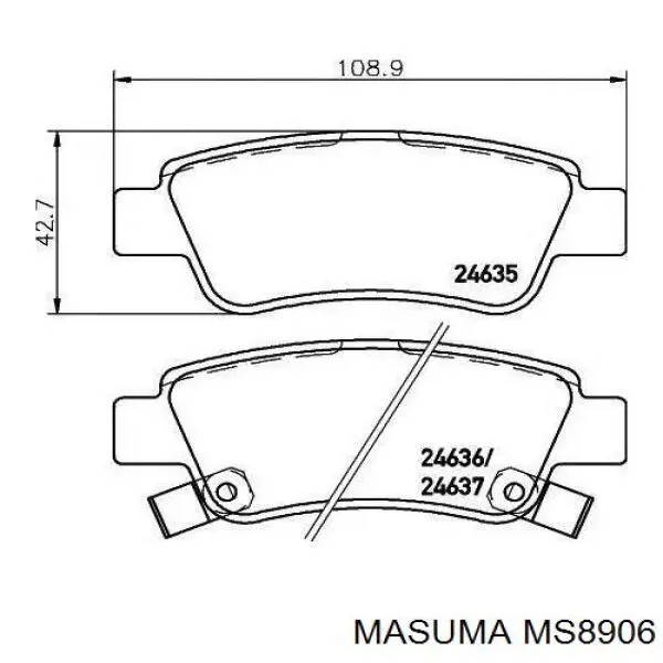 Колодки тормозные задние дисковые Masuma MS8906