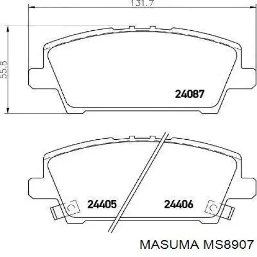 Передние тормозные колодки MS8907 Masuma