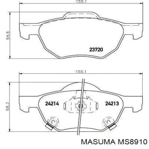 Колодки тормозные передние дисковые MASUMA MS8910