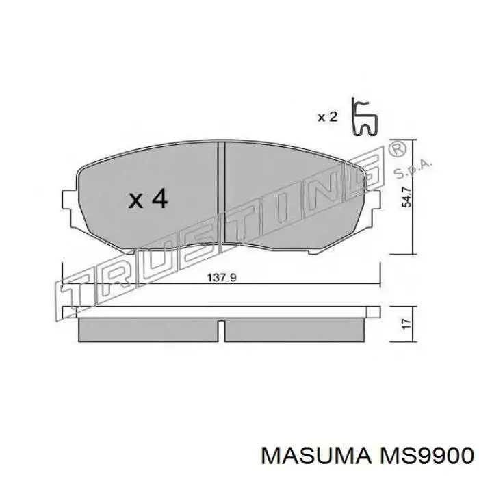 MS9900 Masuma Колодки передние