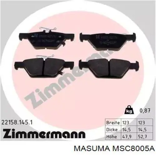 MSC8005A Masuma Колодки тормозные дисковые комплект