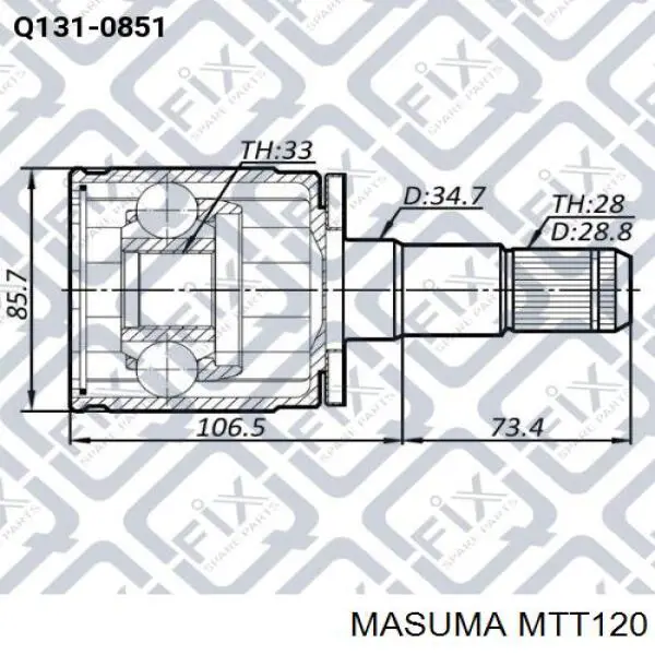 Купить MTT120 Masuma Крестовина карданного вала заднего