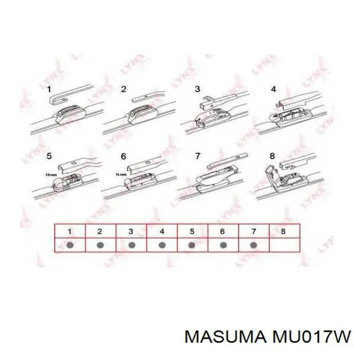 MU017W Masuma Щетка стеклоочистителя лобового стекла, пассажирская
