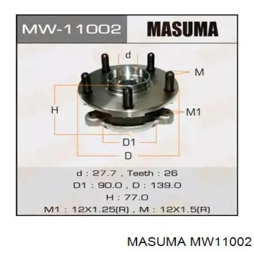 Ступица передняя MW11002 Masuma