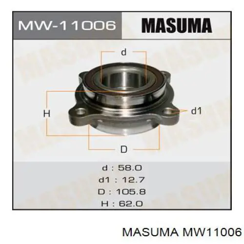 Комплект подшипника ступицы колеса Masuma MW11006 цена, от 66.92 USD