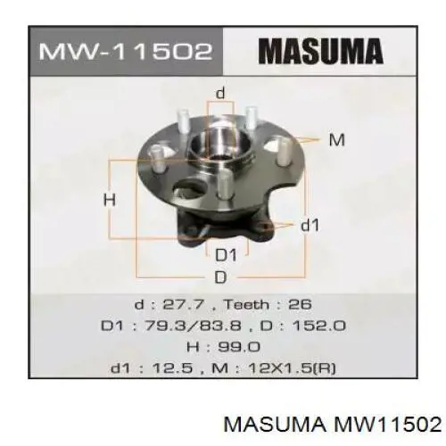 Ступица задняя MW11502 Masuma