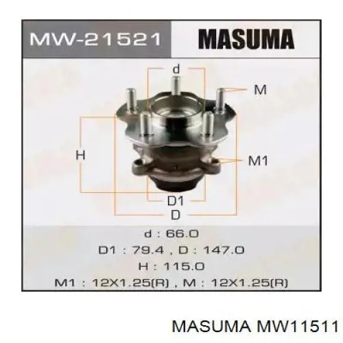 MW11511 Masuma Ступица задняя левая