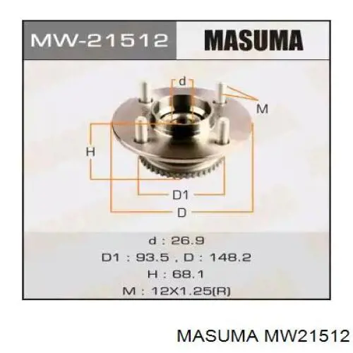 Ступица задняя MW21512 Masuma