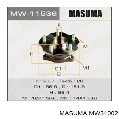 Купить MW31002 Masuma Ступица переднего колеса