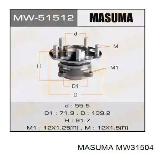 MW31504 Masuma cubo traseiro