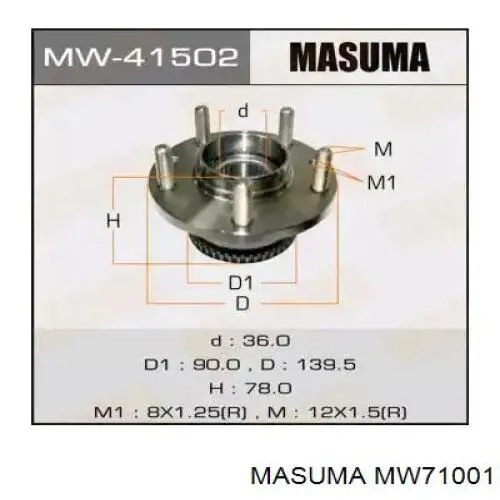 Cubo de rueda delantero MW71001 Masuma