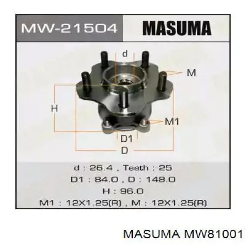 Купить MW81001 Masuma Ступица переднего колеса