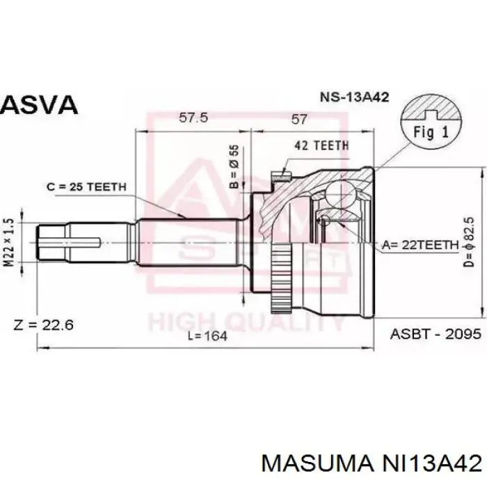 ШРУС наружный передний NI13A42 Masuma