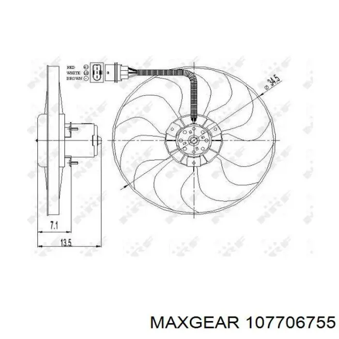 107706755 Maxgear Вентилятор системы охлаждения правый
