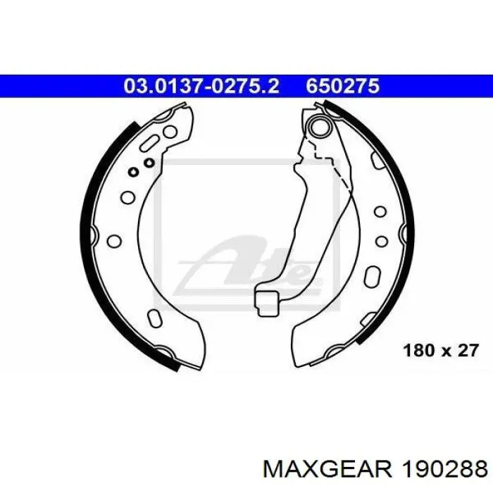 Задние барабанные колодки 190288 Maxgear
