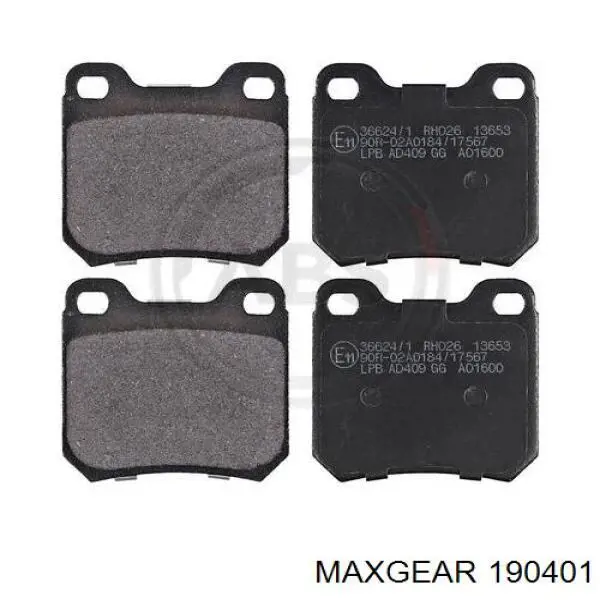 Купить 190401 Maxgear Колодки тормозные задние, дисковые