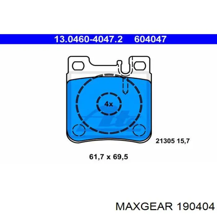 Задние дисковые колодки Maxgear 190404