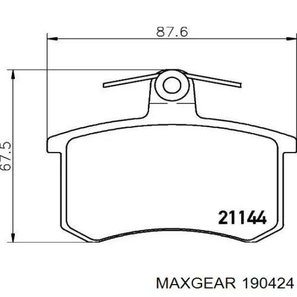 Колодки тормозные задние дисковые MAXGEAR 190424