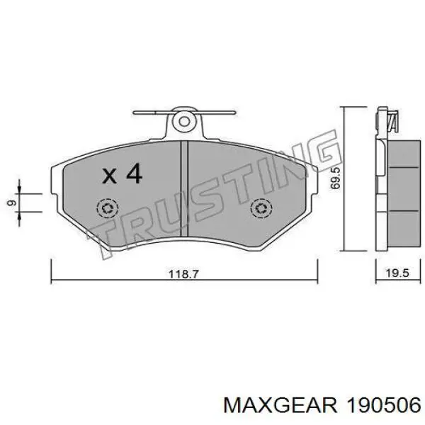 Передние тормозные колодки 190506 Maxgear