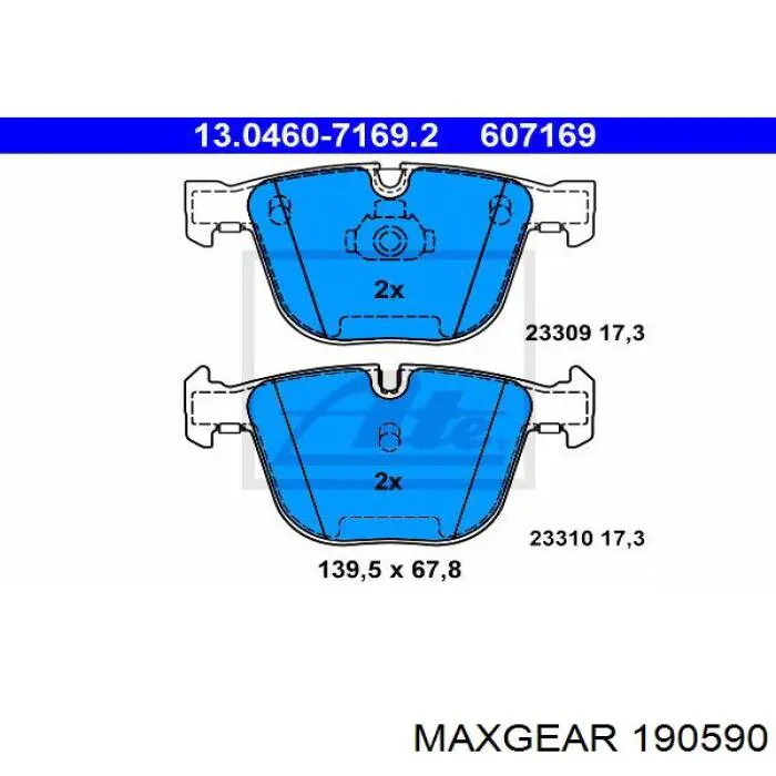 Задние дисковые колодки Maxgear 190590