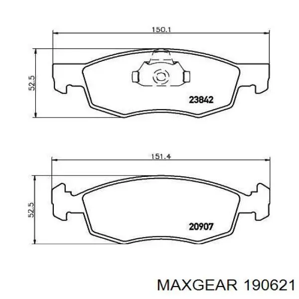 Передние тормозные колодки 190621 Maxgear